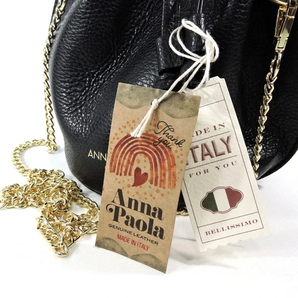 ANNA PAOLA 🇮🇹 WOMENS BLACK SOFT LEATHER HANDBAG - Picture 5 of 6